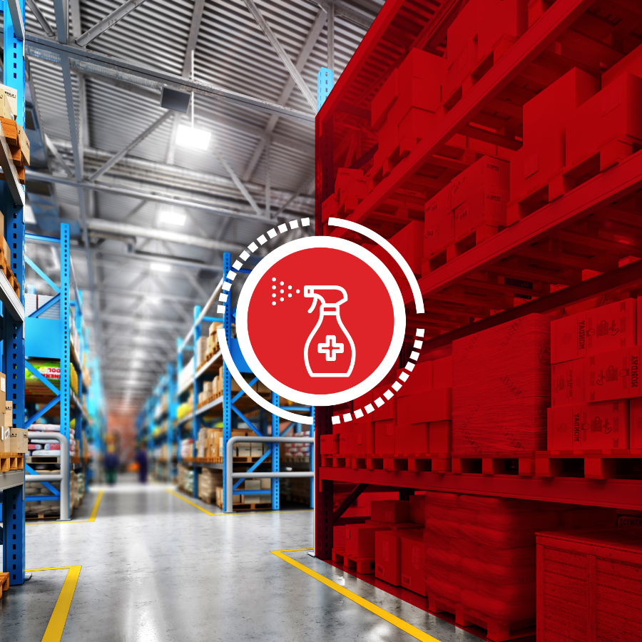 CleaningProtocols_900x900 Cleaning stations are marked red in warehouse