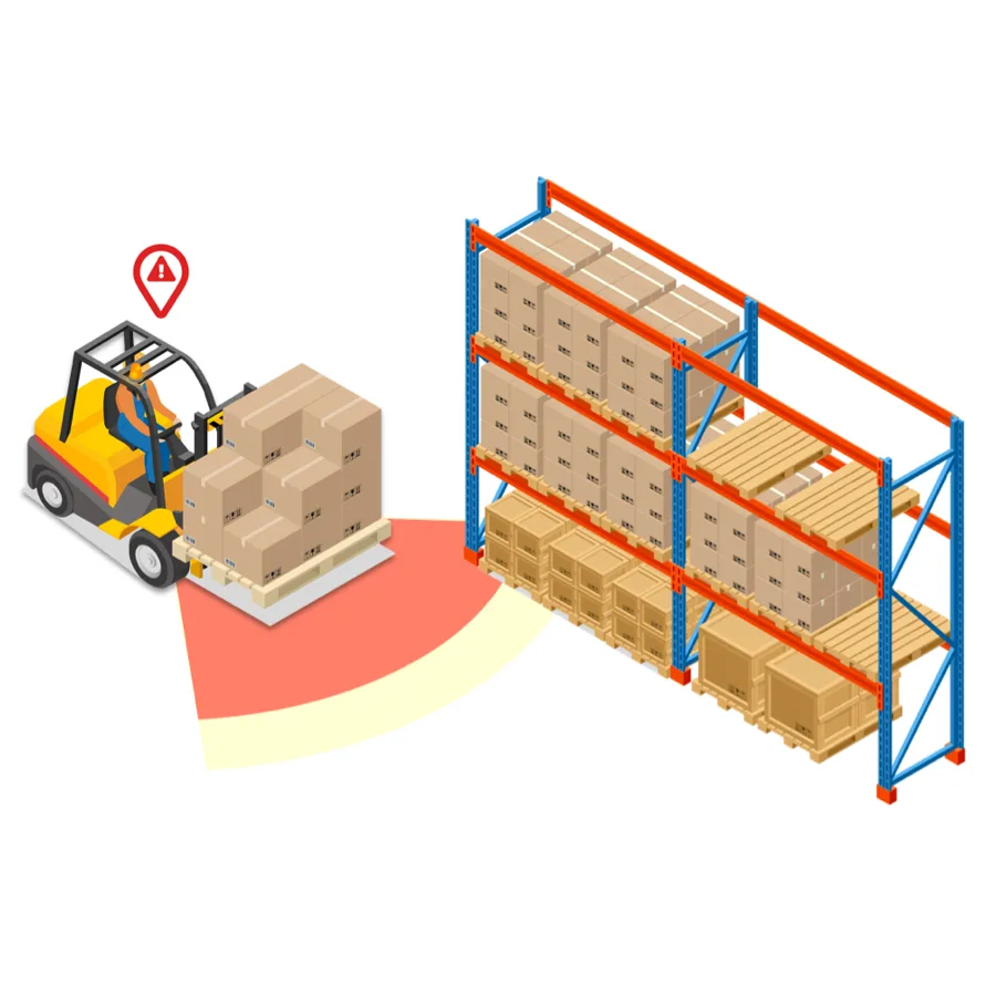 Forklift in warehouse